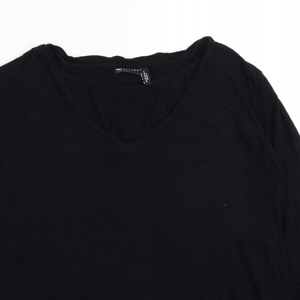 ASOS Womens Black Viscose Basic T-Shirt Size 8 V-Neck