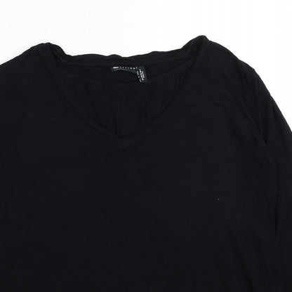 ASOS Womens Black Viscose Basic T-Shirt Size 8 V-Neck