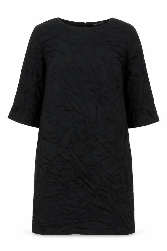 Marks & Spencer Womens Black Viscose A-Line Size 8 Boat Neck Button