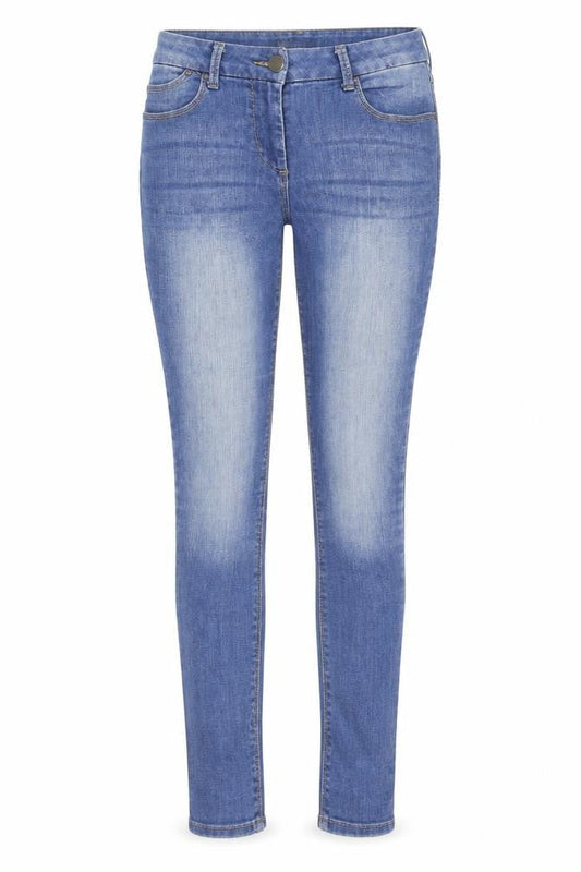 Marks & Spencer Womens Blue Cotton Skinny Jeans Size 12 L29 in Regular Zip