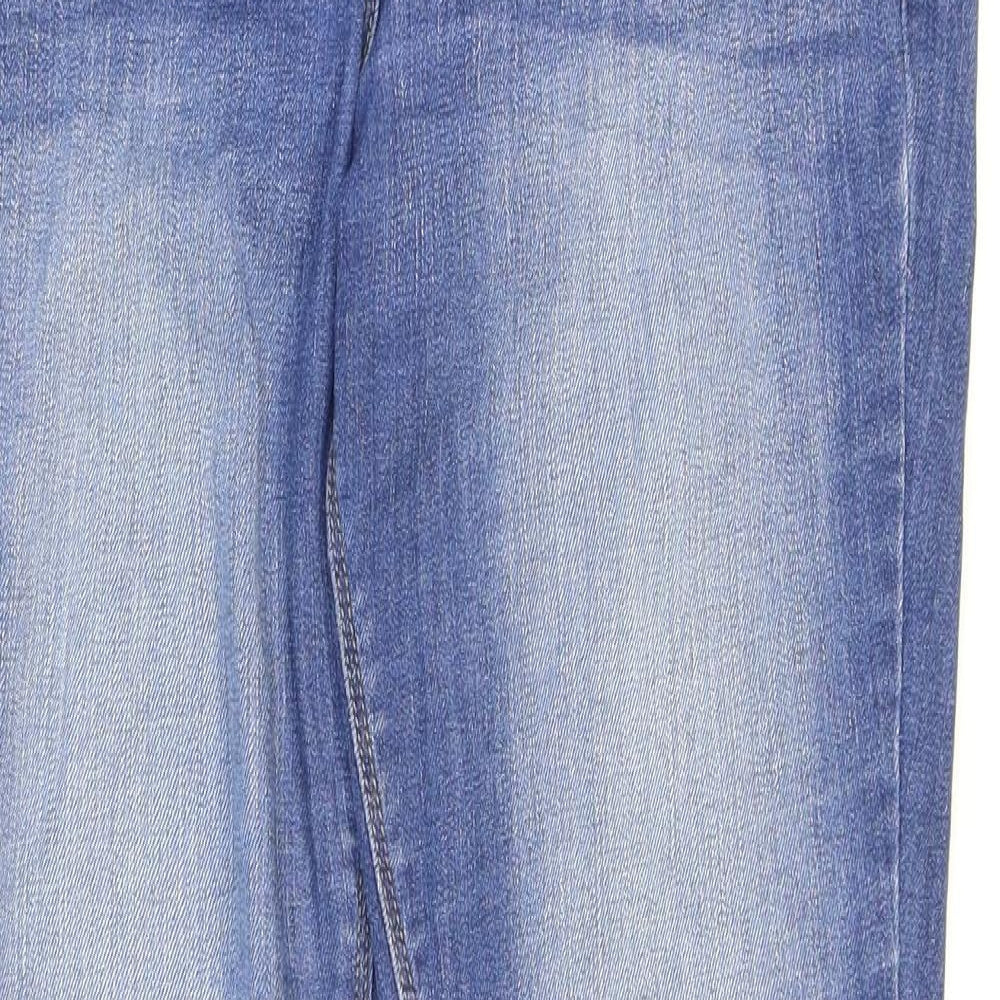 Marks and Spencer Womens Blue Cotton Skinny Jeans Size 12 L29 in Regular Zip