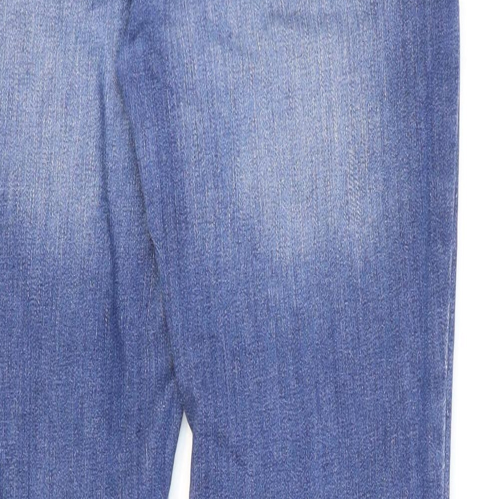 Marks and Spencer Womens Blue Cotton Skinny Jeans Size 12 L29 in Regular Zip