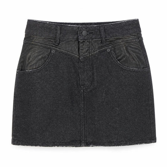 Tiger Mist Womens Black Cotton Mini Skirt Size S Zip - Pleather