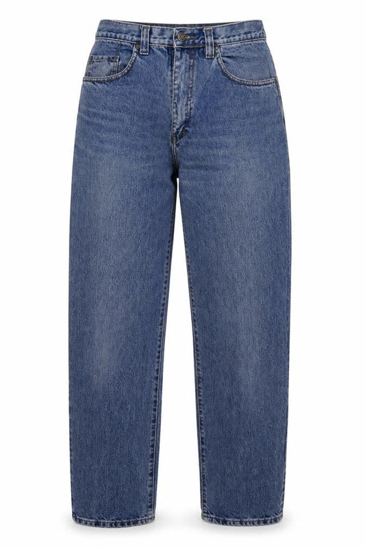 Womens Blue Cotton Straight Jeans Size 32 in L31 in Regular Button