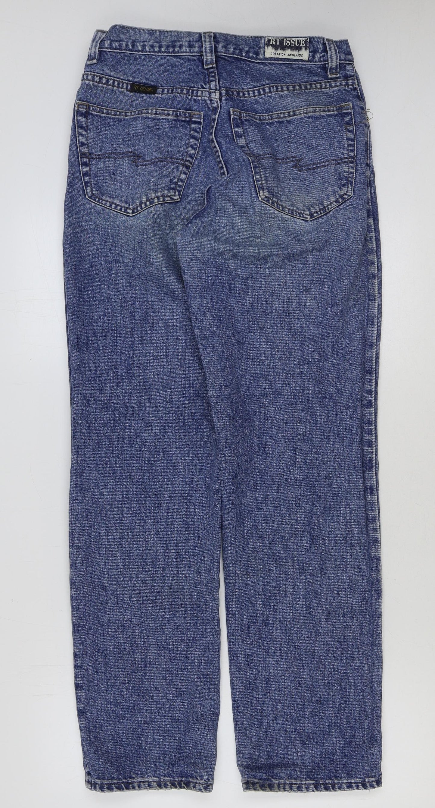 Preworn Womens Blue Cotton Straight Jeans Size 32 in L31 in Regular Button