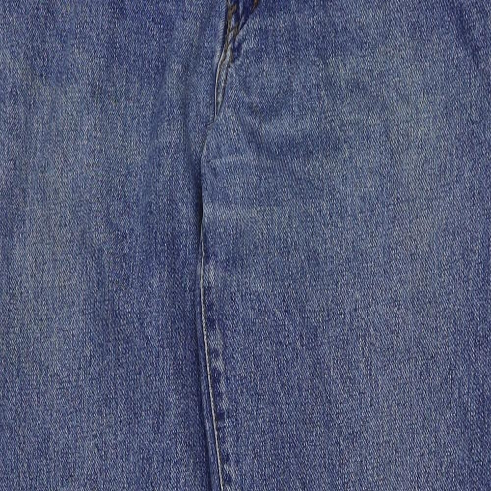 Preworn Womens Blue Cotton Straight Jeans Size 32 in L31 in Regular Button