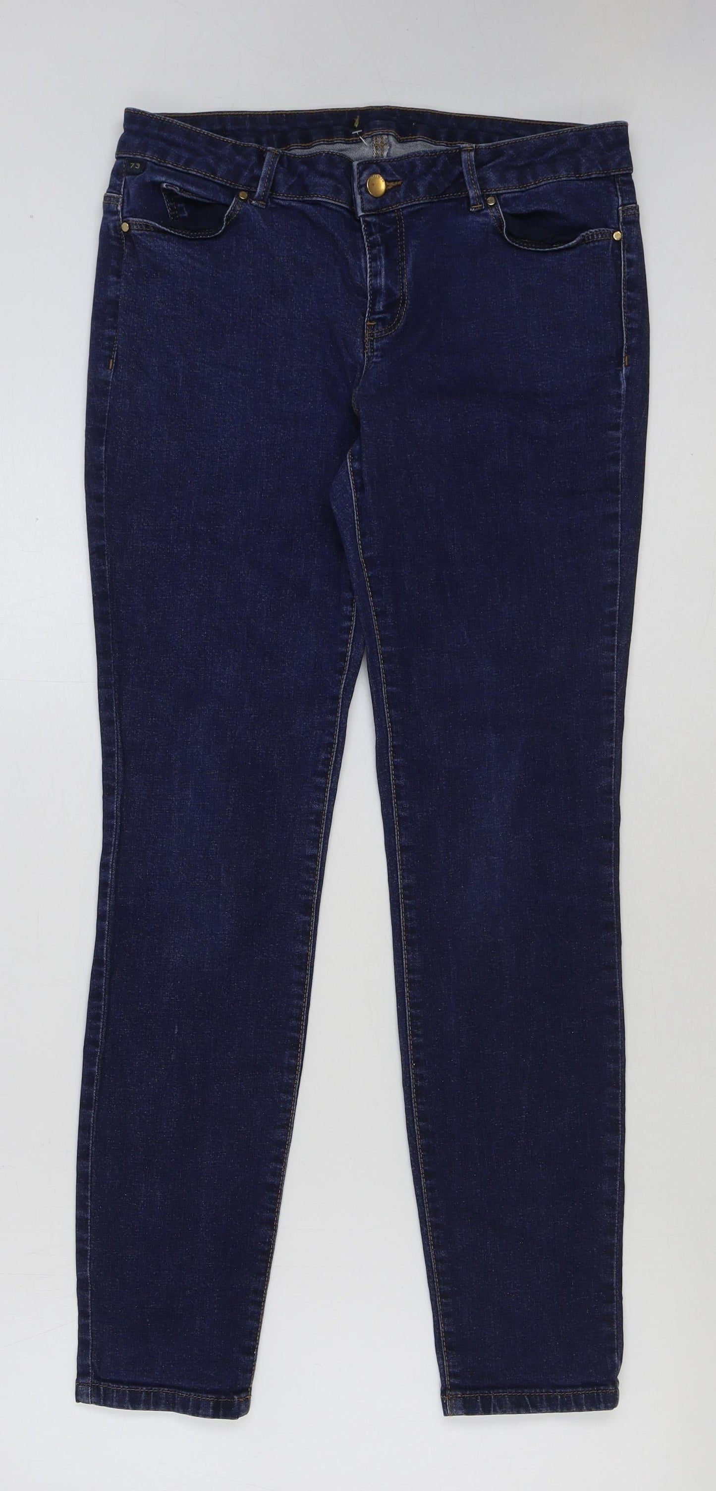Preworn Womens Blue Cotton Skinny Jeans Size 32 in L30 in Regular Button