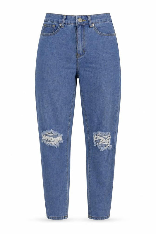 Boohoo Womens Blue Cotton Mom Jeans Size 8 L28 in Regular Button