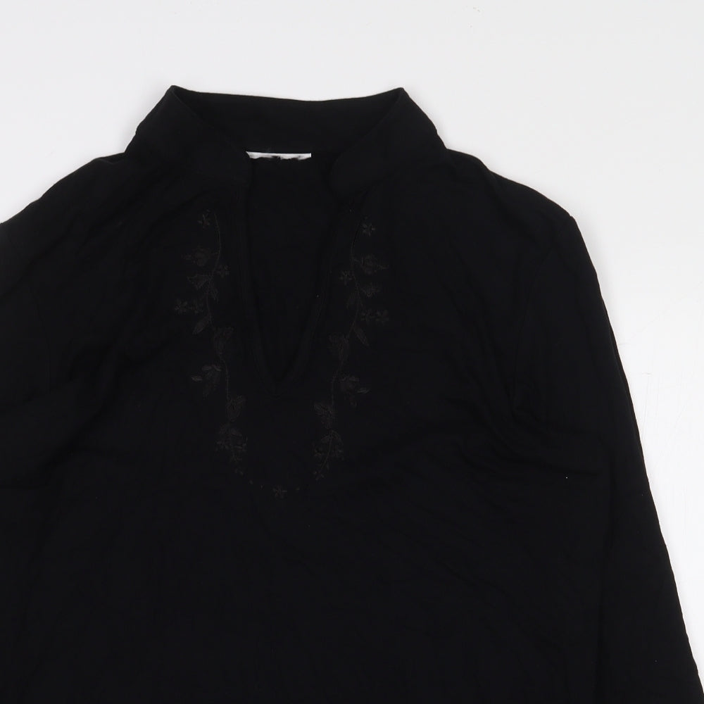 Preworn Womens Black Viscose Basic Blouse Size M V-Neck