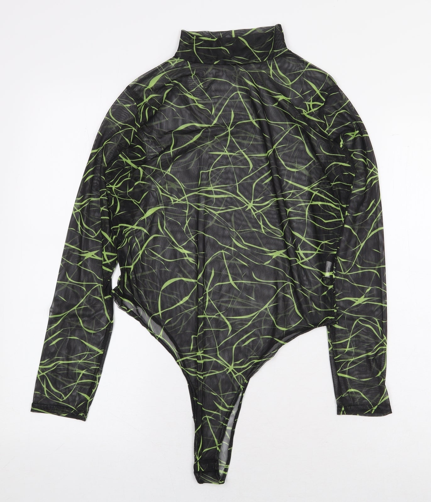 I SAW IT FIRST Womens Black Geometric Polyester Bodysuit One-Piece Size 16 Snap
