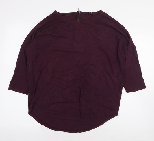 Select Womens Red Viscose Basic T-Shirt Size 14 Round Neck