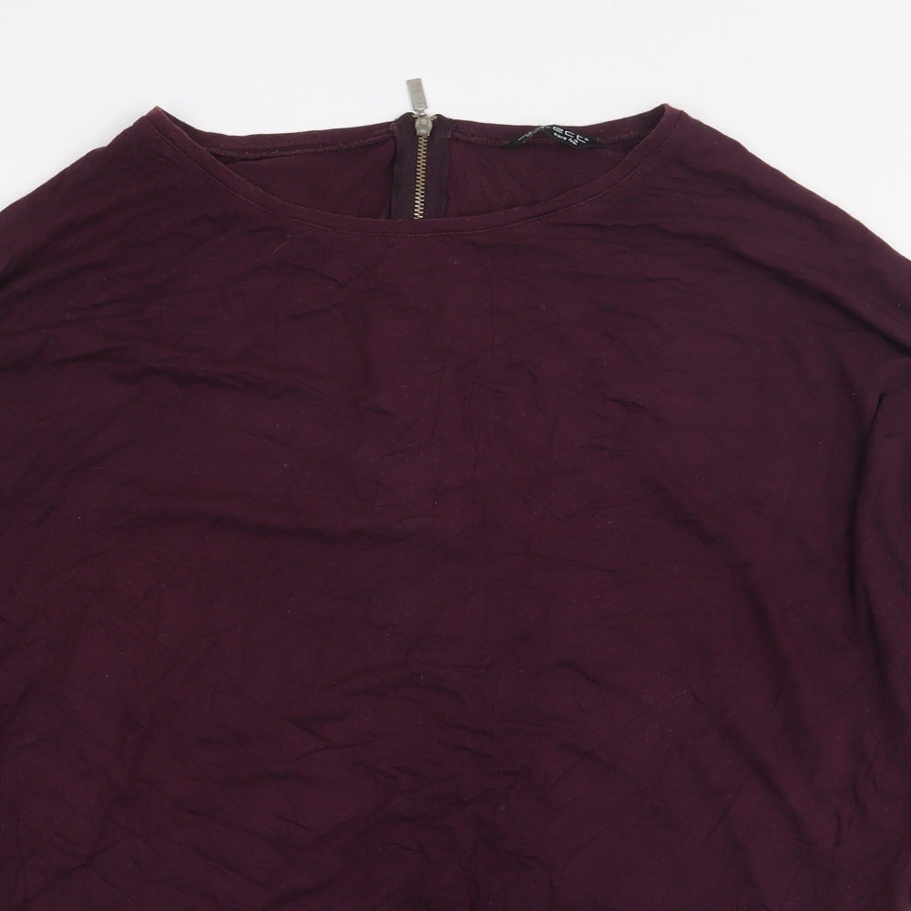 Select Womens Red Viscose Basic T-Shirt Size 14 Round Neck