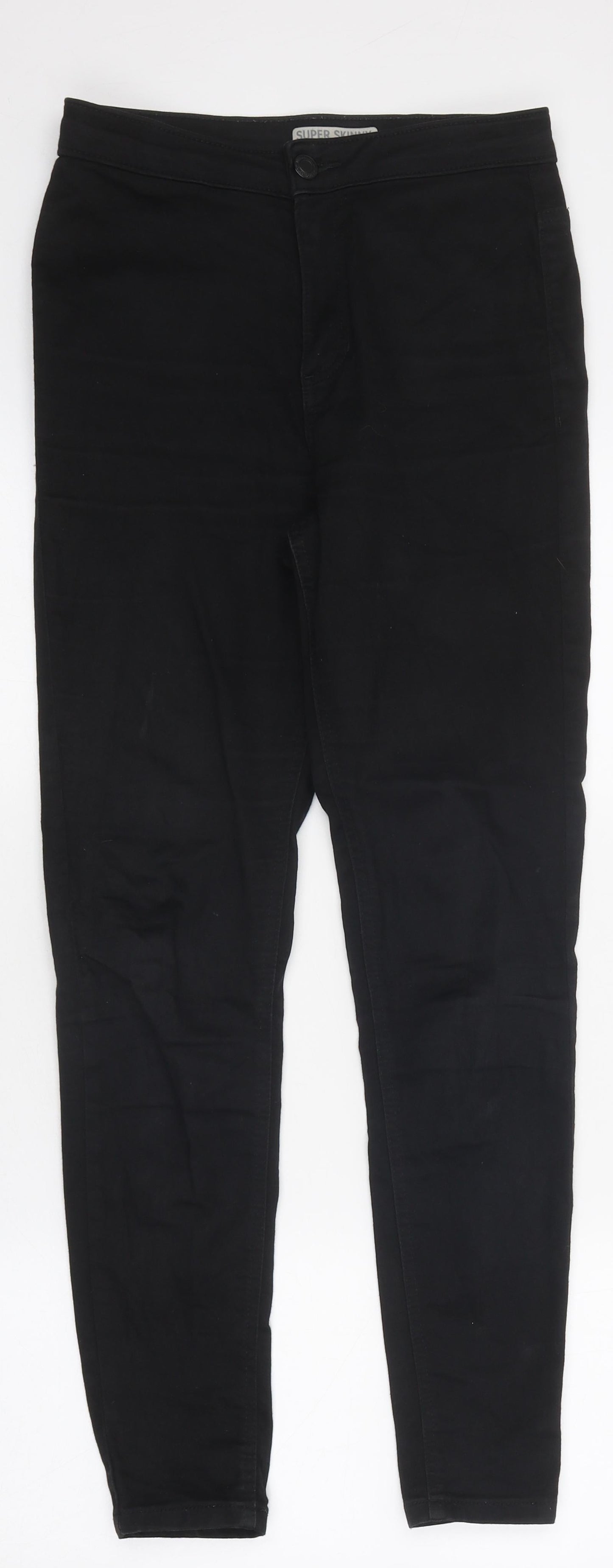 Marks and Spencer Womens Black 100% Cotton Skinny Jeans Size 10 L29 in Extra-Slim Zip
