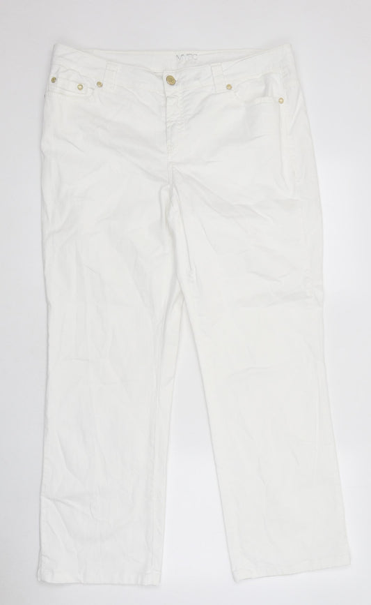 Preloved MyBc Womens White 100% Cotton Wide-Leg Jeans Size 40 in L30 in Regular Zip - Front