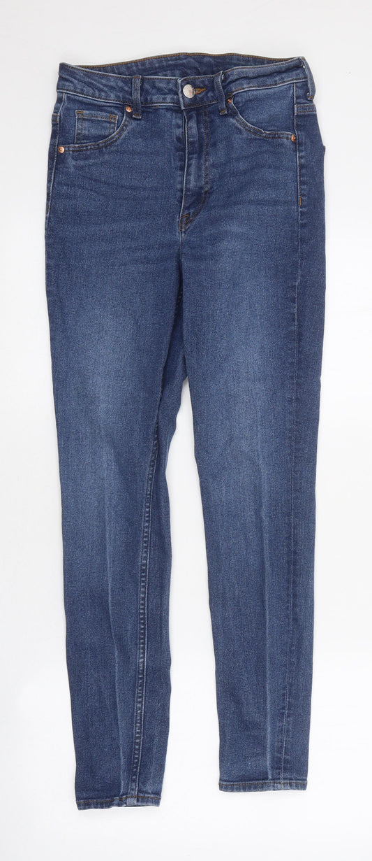 H&M Womens Blue 100% Cotton Skinny Jeans Size 6 L26 in Regular Zip