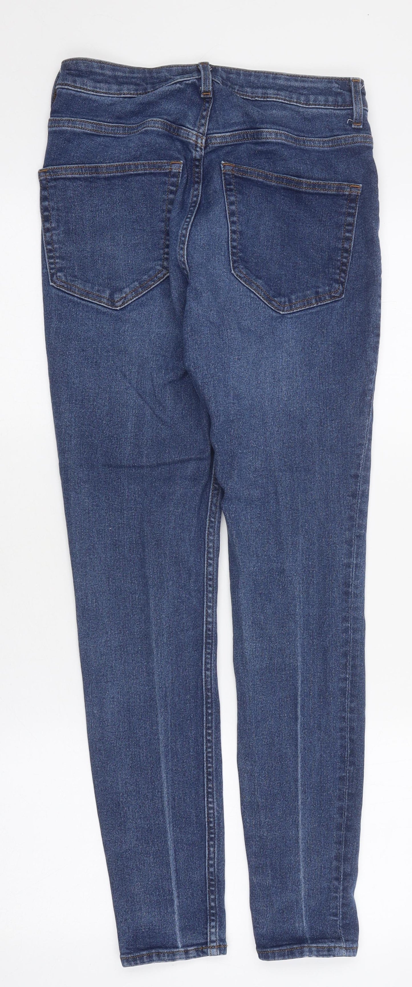 H&M Womens Blue 100% Cotton Skinny Jeans Size 6 L26 in Regular Zip