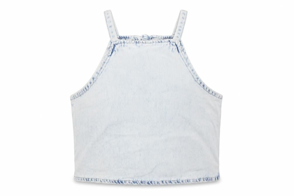 Zara Girls Blue 100% Cotton Basic Tank Size 11-12 Years Square Neck Button