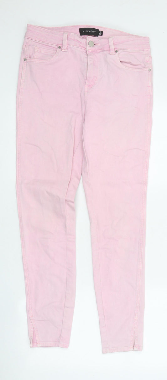 Witchery Girls Pink 100% Cotton Skinny Jeans Size 9 Years L26 in Relaxed Tie