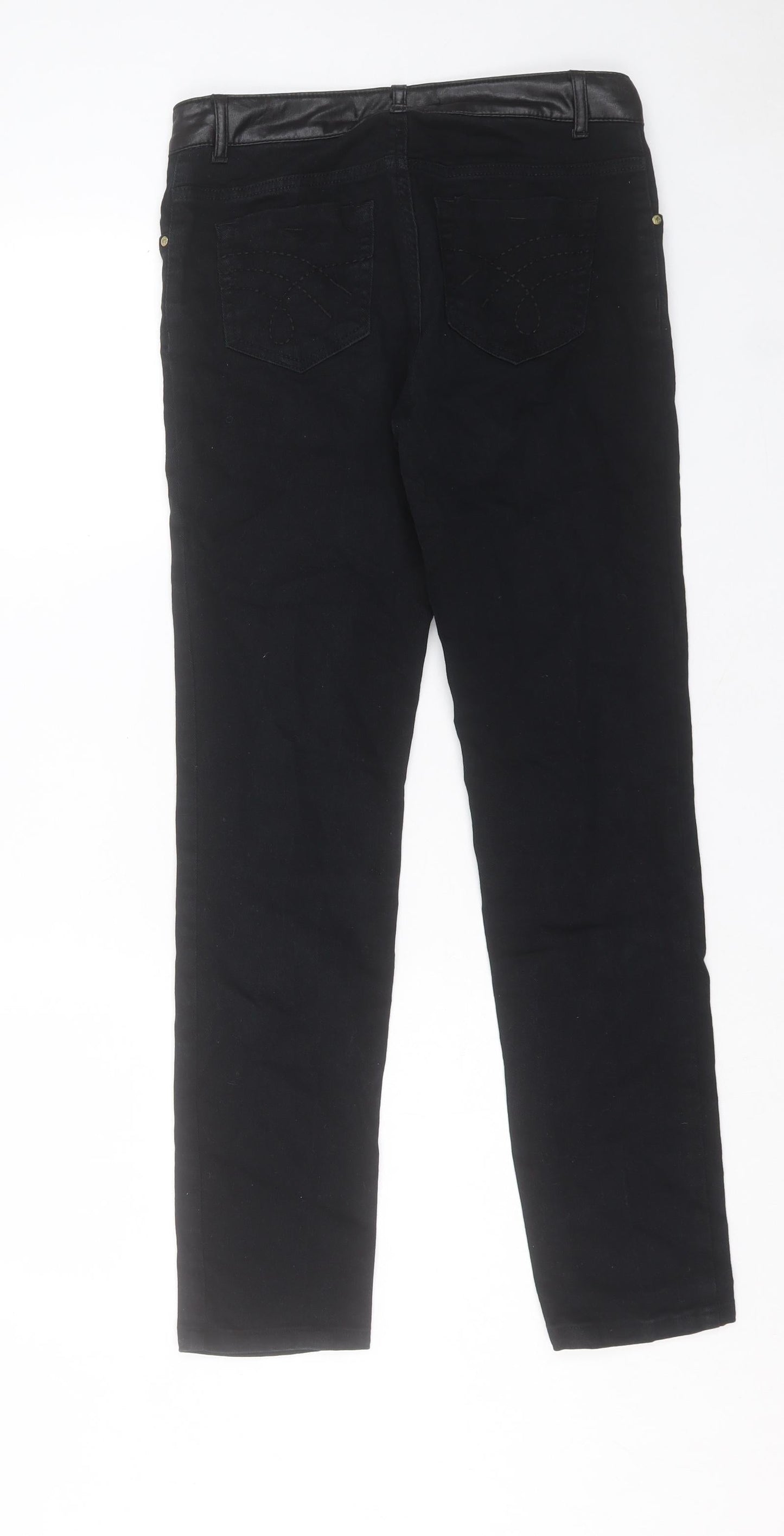 Oui Womens Black Cotton Straight Jeans Size 10 L28 in Regular Button