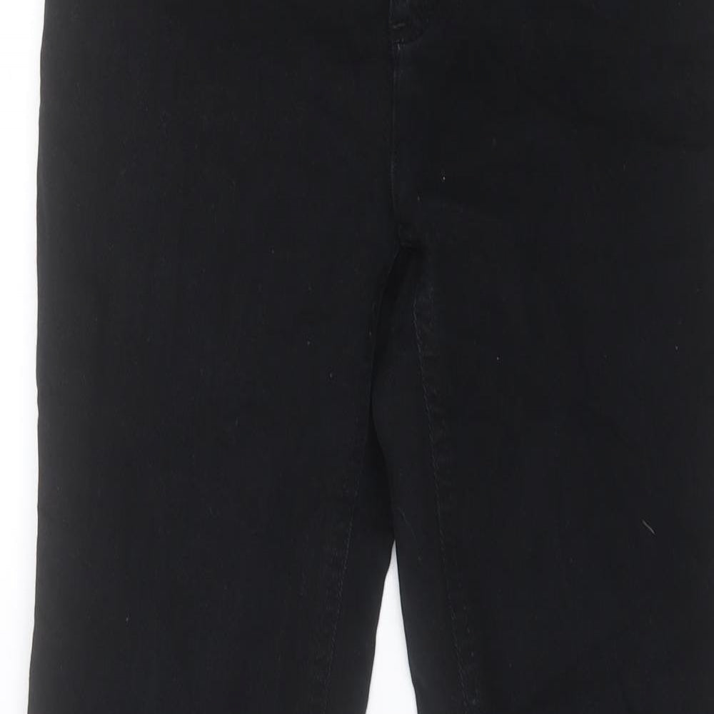 Oui Womens Black Cotton Straight Jeans Size 10 L28 in Regular Button