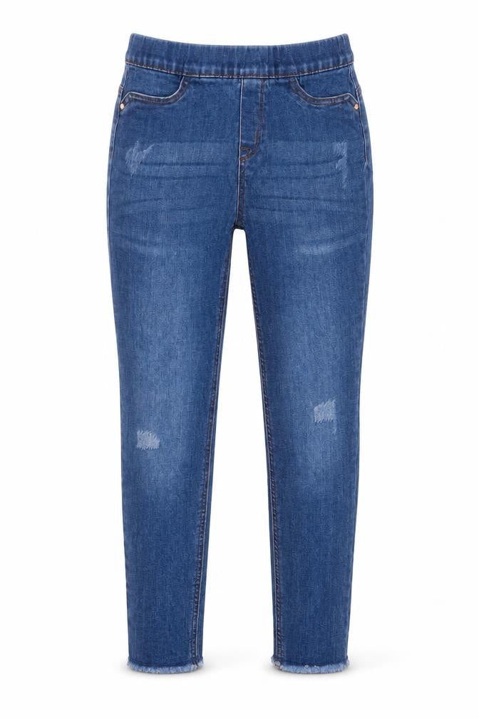 Denim & Co. Girls Blue Camel Capri Jeans Size 11-12 Years Regular Pullover