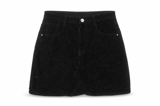 Denim & Co. Womens Black Cotton A-Line Skirt Size 10 Button