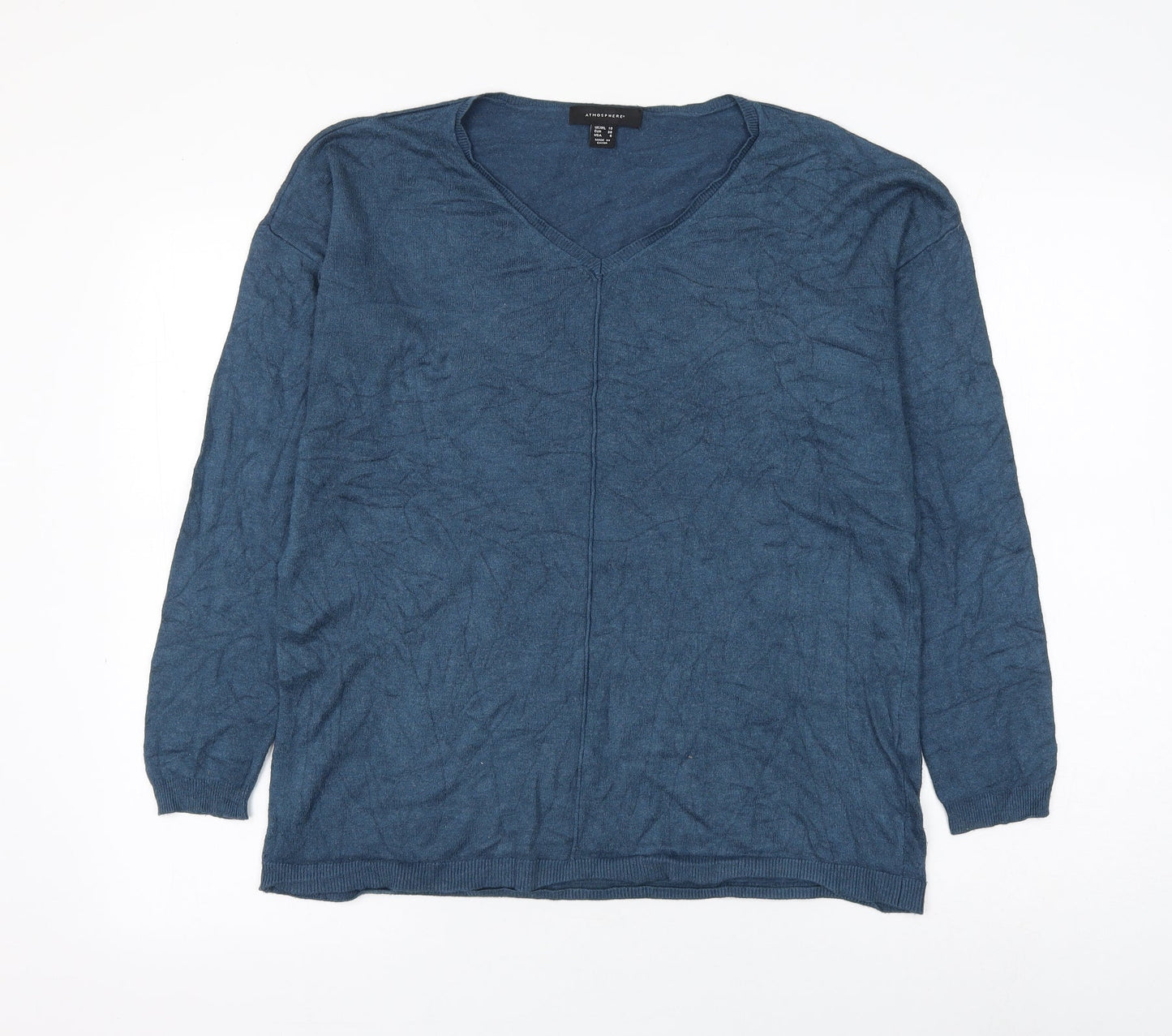 Atmosphere Womens Blue V-Neck Viscose Pullover Jumper Size 10