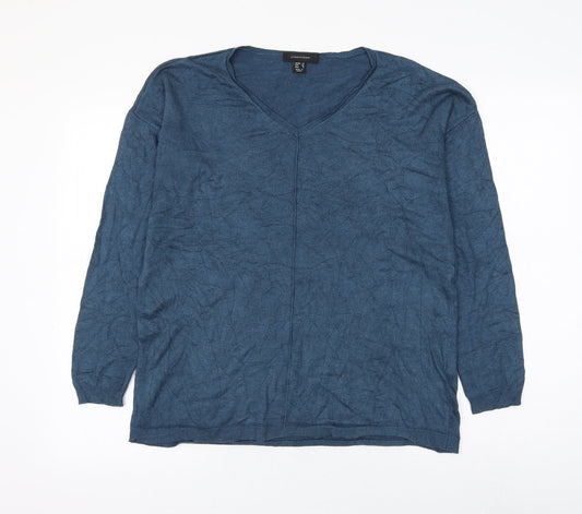 Atmosphere Womens Blue V-Neck Viscose Pullover Jumper Size 10