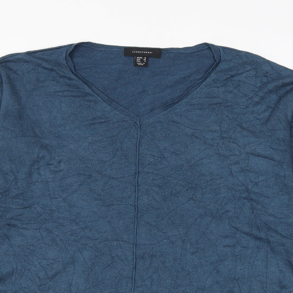 Atmosphere Womens Blue V-Neck Viscose Pullover Jumper Size 10