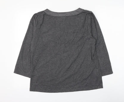 Country Casuals Womens Grey Polyester Basic Blouse Size L Scoop Neck