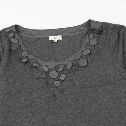 Country Casuals Womens Grey Polyester Basic Blouse Size L Scoop Neck