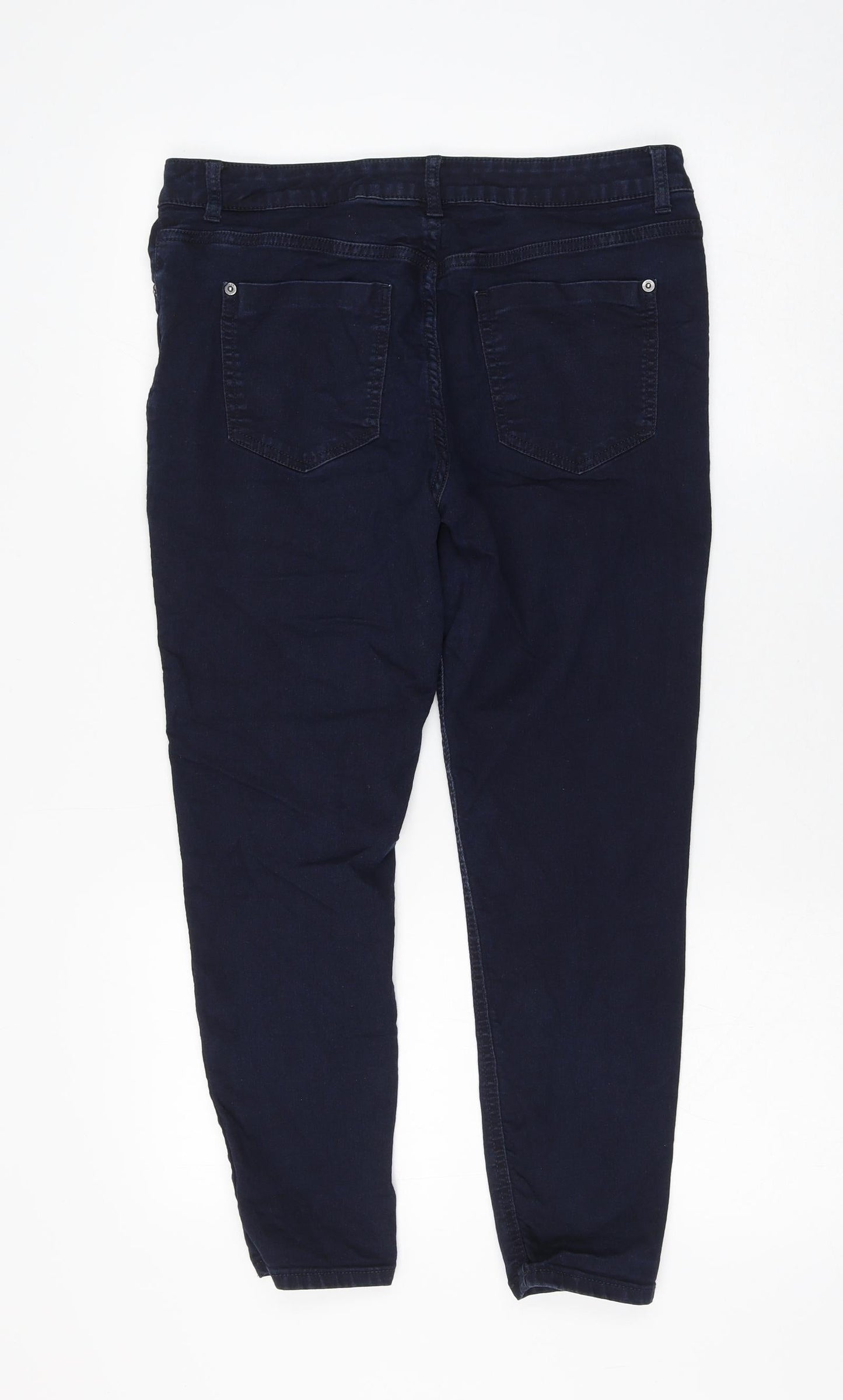 Marks and Spencer Womens Blue Cotton Skinny Jeans Size 12 L24 in Regular Zip