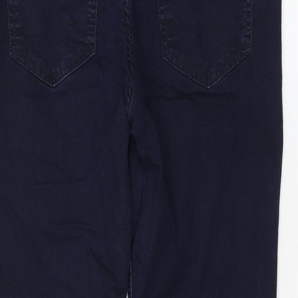 Marks and Spencer Womens Blue Cotton Skinny Jeans Size 12 L24 in Regular Zip