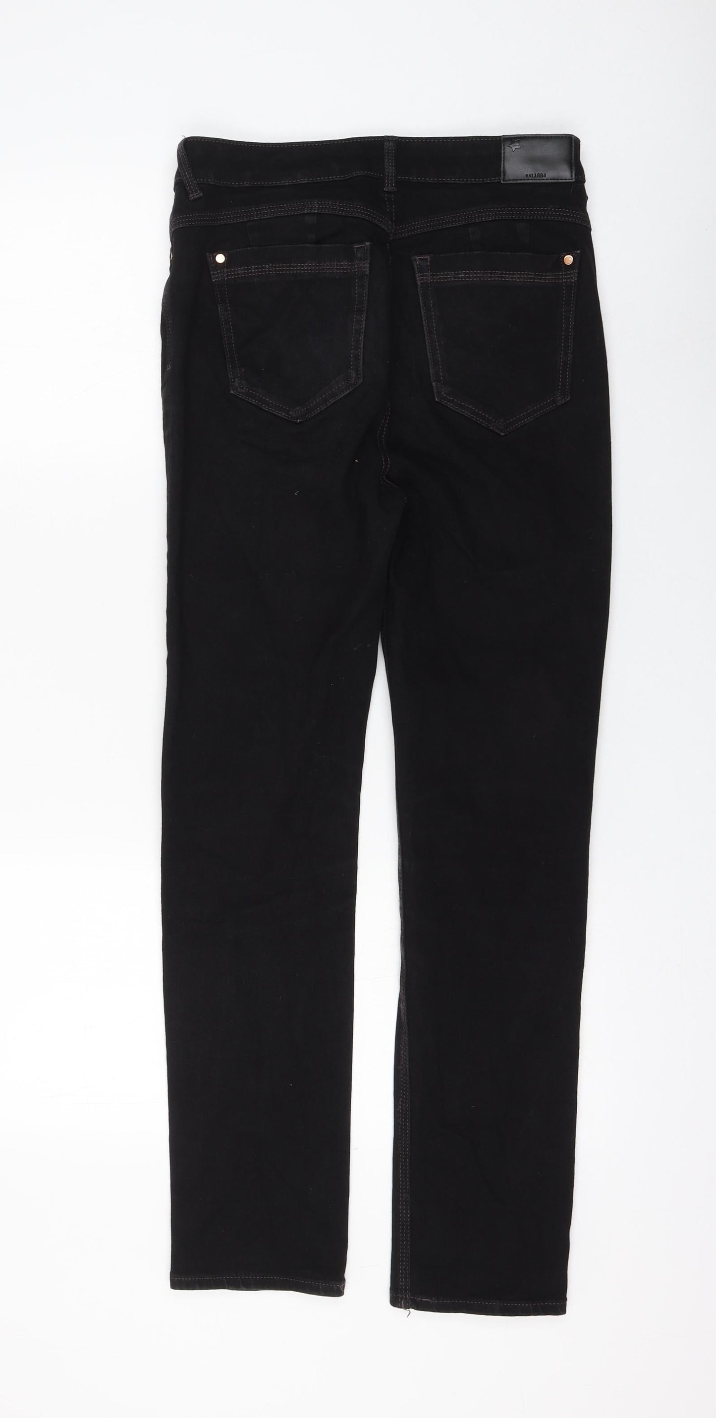 Marks and Spencer Womens Black Cotton Straight Jeans Size 10 L28 in Regular Zip