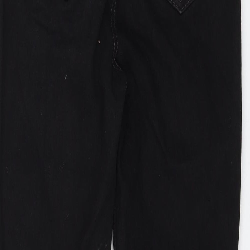 Marks and Spencer Womens Black Cotton Straight Jeans Size 10 L28 in Regular Zip