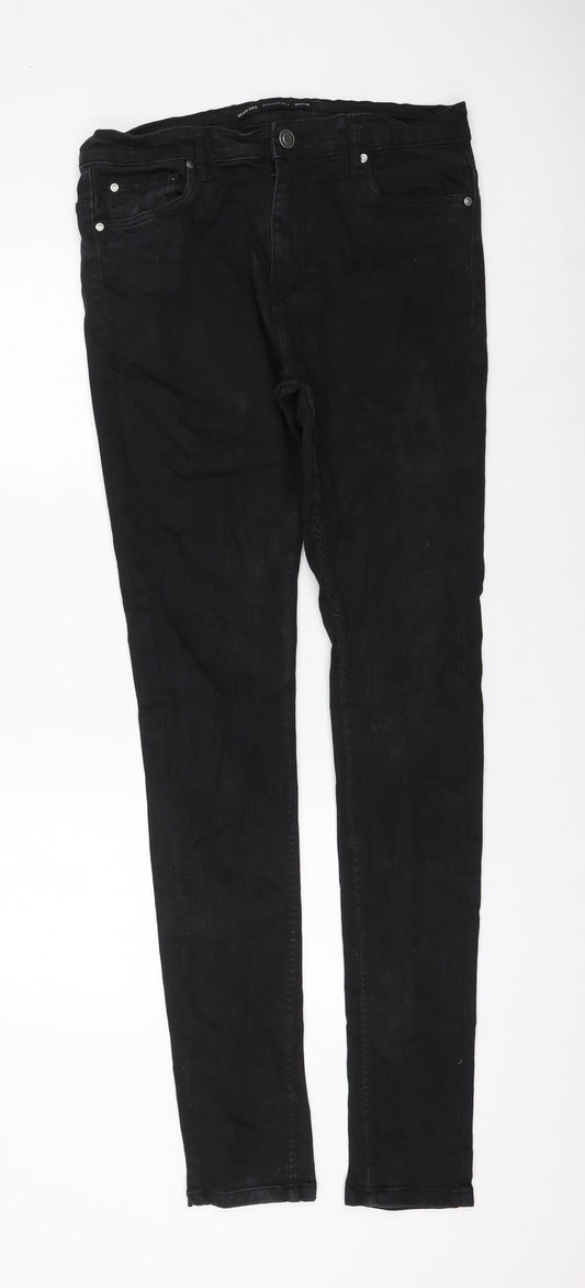 Preloved Brave Soul Womens Black Cotton Skinny Jeans Size 34 in L38 in Regular Zip - Front