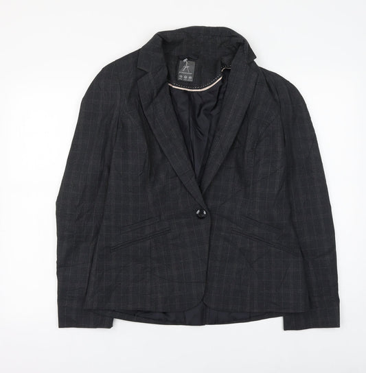 Atmosphere Womens Grey Check Jacket Blazer Size 14 Button
