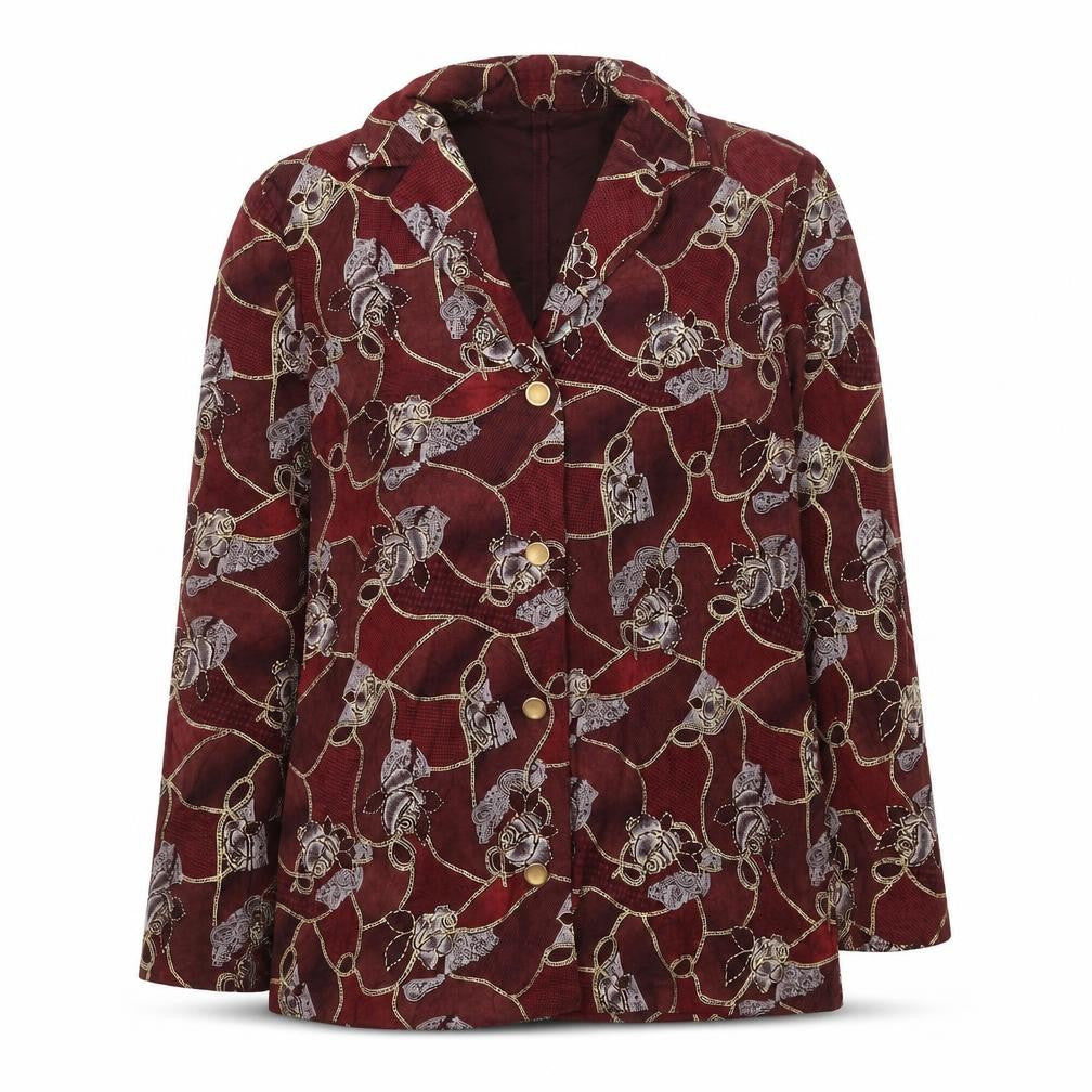 Daxon Womens Red Floral Jacket Blazer Size 12 Button
