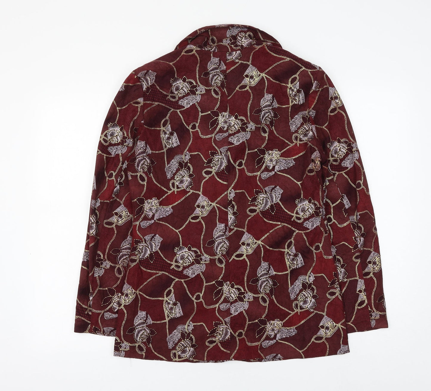 Daxon Womens Red Floral Jacket Blazer Size 12 Button