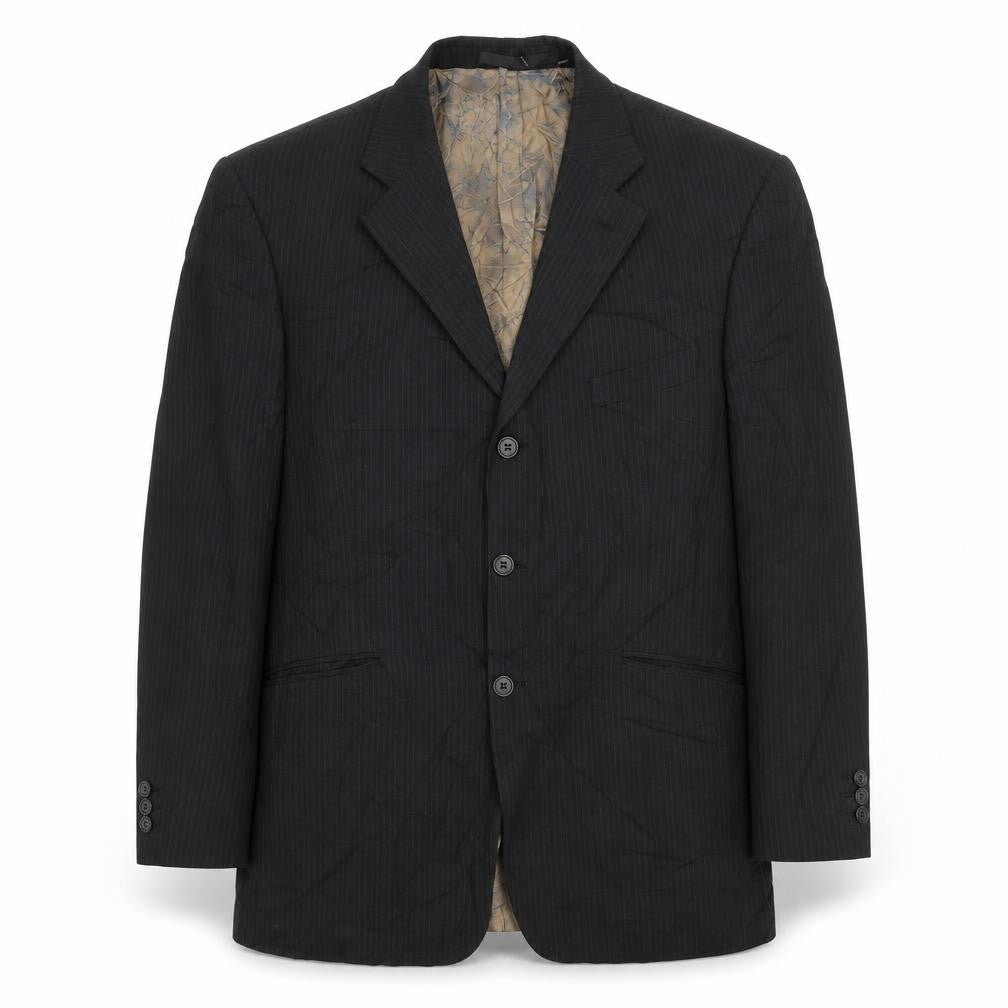 Marks & Spencer Mens Black Striped Wool Jacket Suit Jacket Size 44