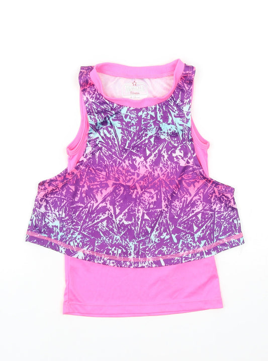 Lonsdale Girls Multicoloured Geometric Polyester Basic Tank Size 9-10 Years Round Neck Pullover - Fitness