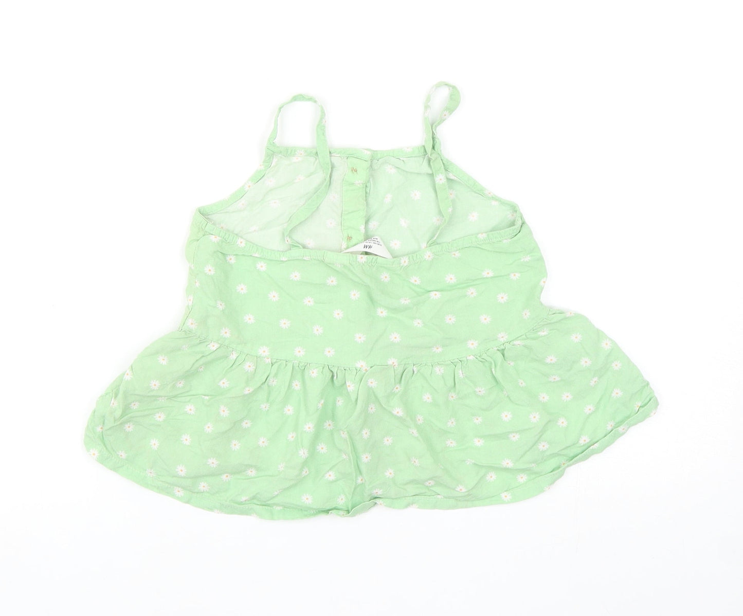 H&M Girls Green Floral Viscose Camisole Tank Size 9-10 Years Square Neck Button - Peplum