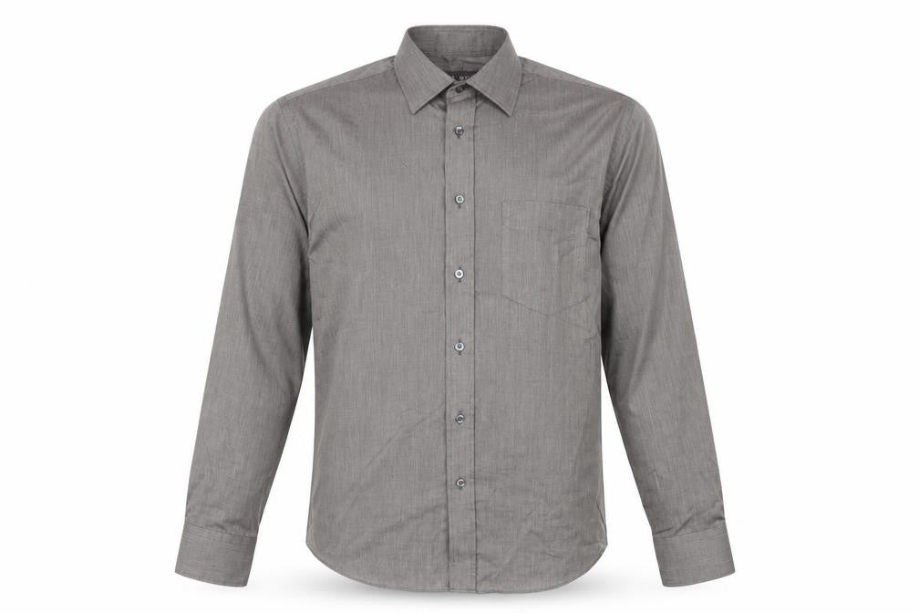 Marks & Spencer Mens Brown Cotton Button-Up Size 39 Collared Button