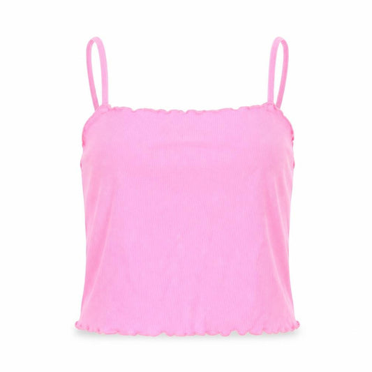 Topshop Womens Pink Cotton Camisole Tank Size 8 Square Neck - Cropped