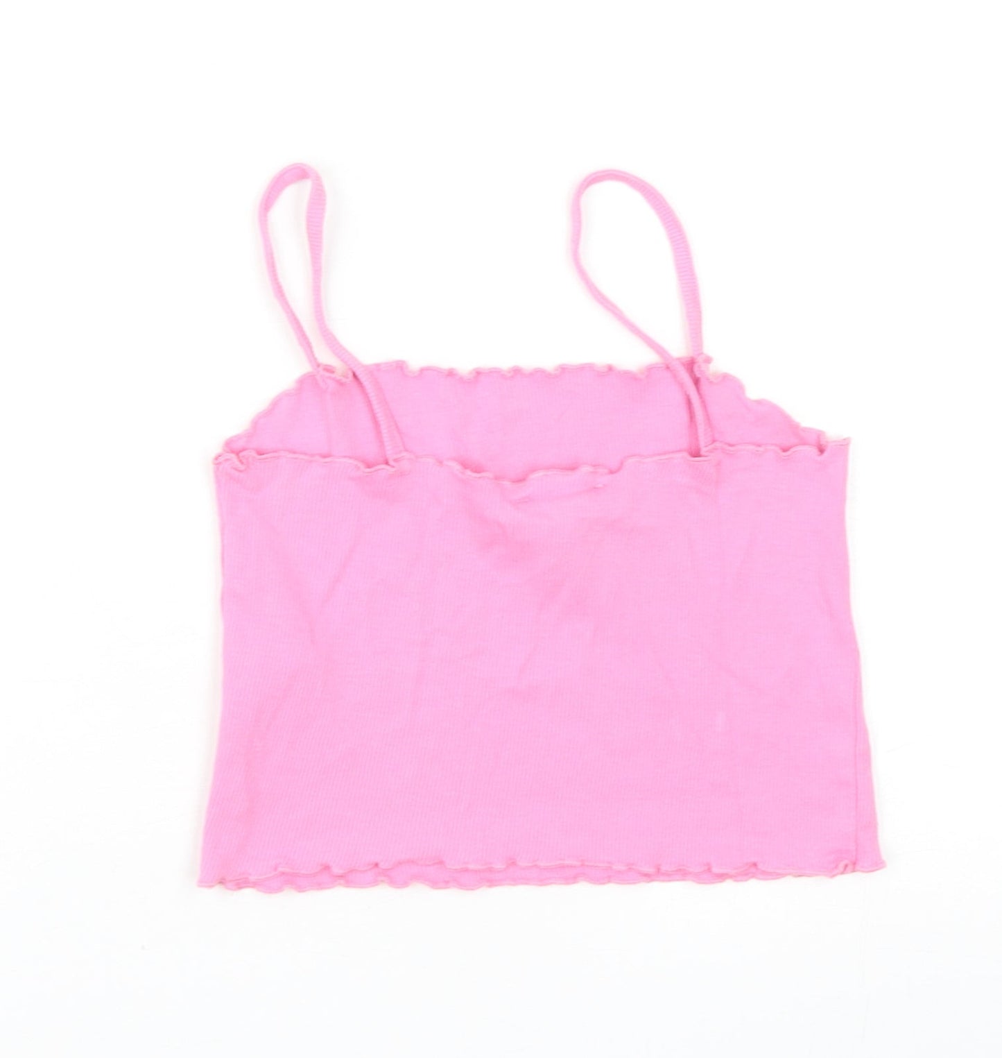 Topshop Womens Pink Cotton Camisole Tank Size 8 Square Neck - Cropped