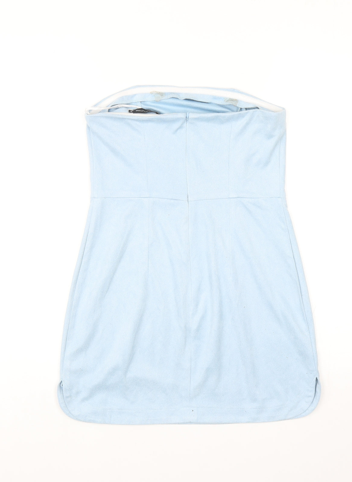 PRETTYLITTLETHING Womens Blue Polyester Basic Blouse Size 8 Square Neck - Bandeau Top