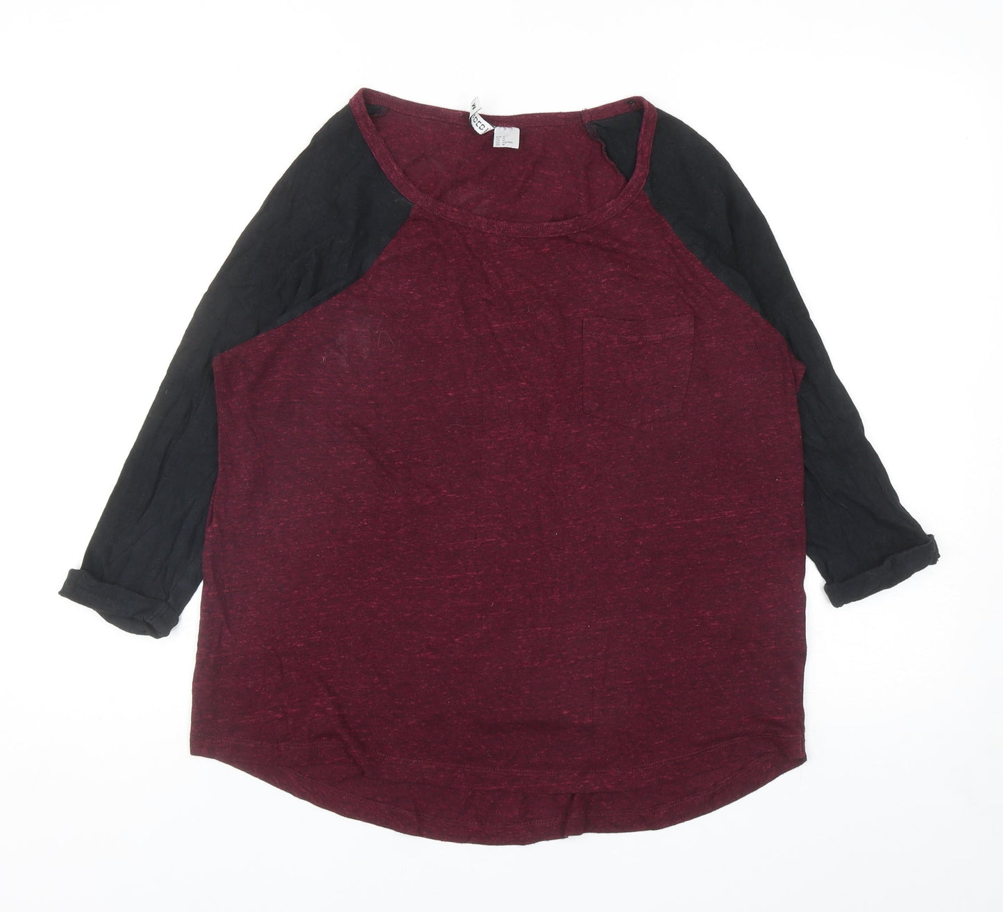 Divided Womens Red Colourblock Polyester Basic T-Shirt Size M Scoop Neck
