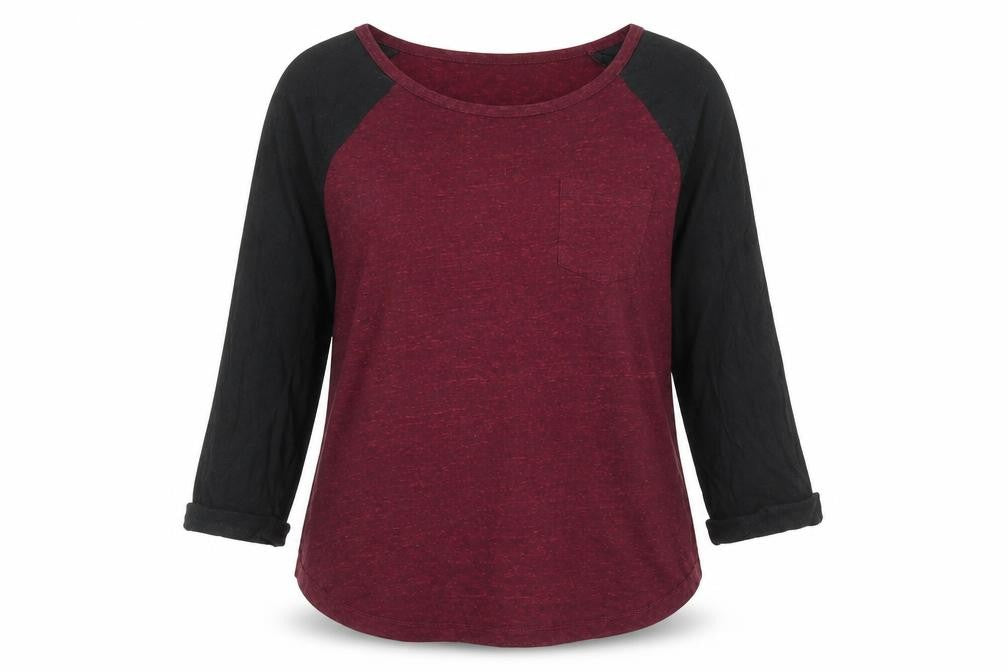 Divided Womens Red Colourblock Polyester Basic T-Shirt Size M Scoop Neck