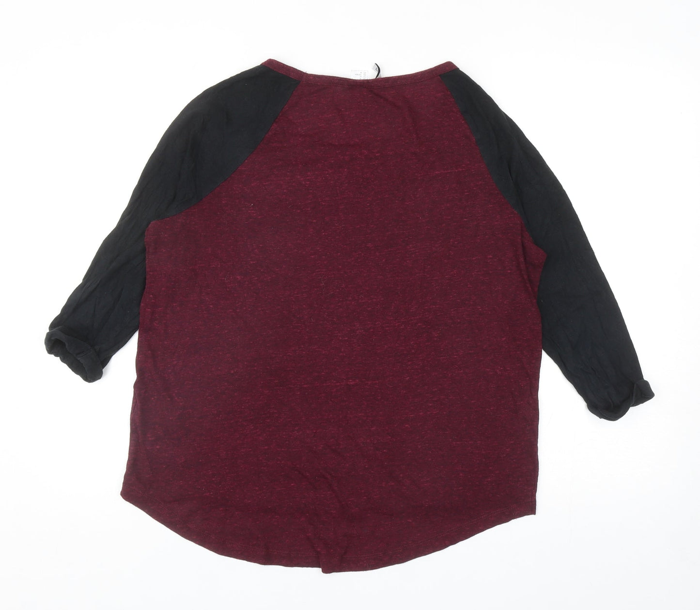 Divided Womens Red Colourblock Polyester Basic T-Shirt Size M Scoop Neck