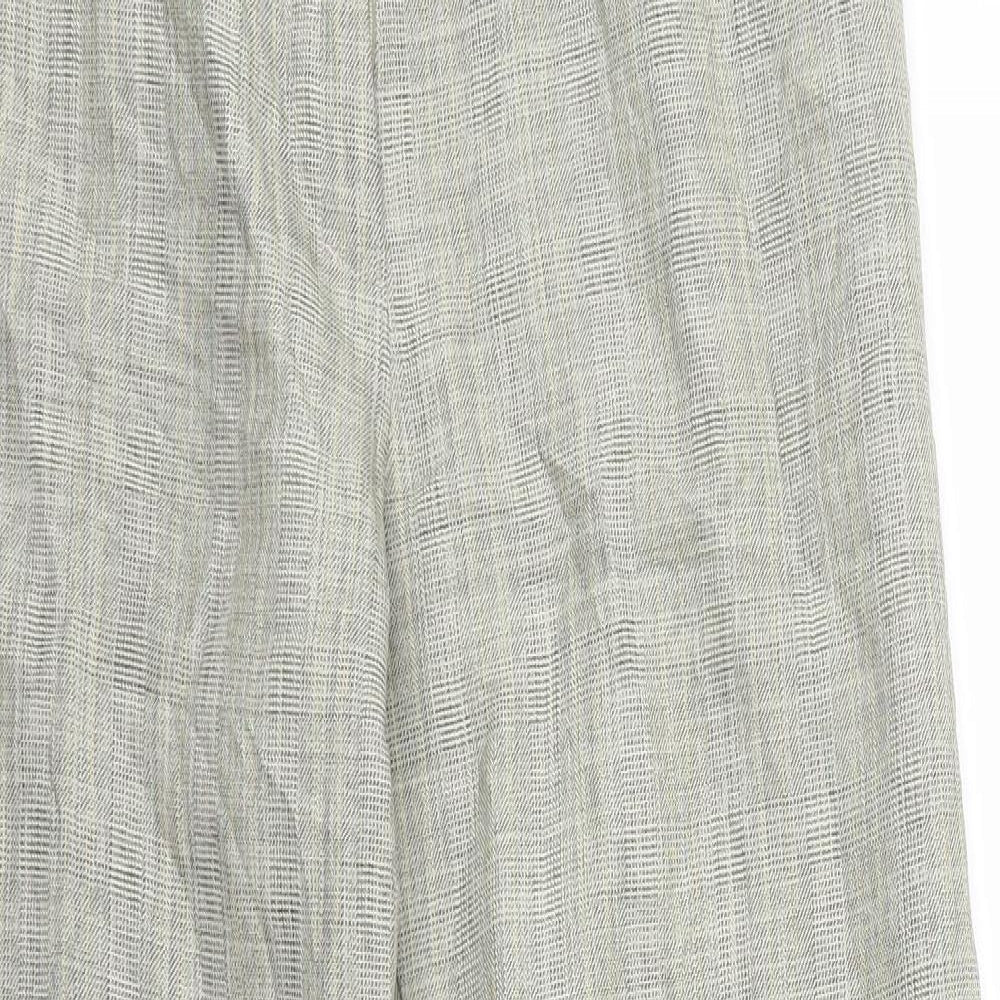 Marks and Spencer Womens Beige Plaid Polyester Trousers Size 16 L27 in Regular Zip